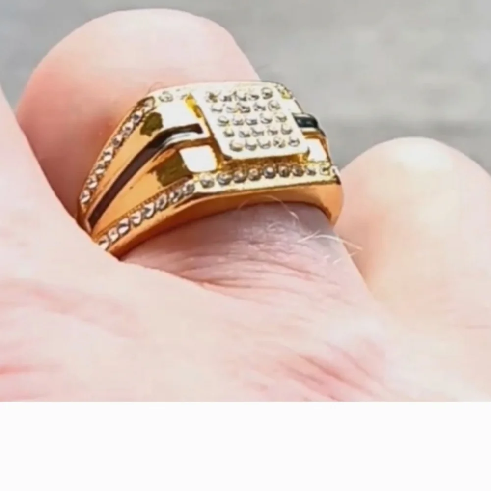 Gold and Black Men's Ring Sz 7